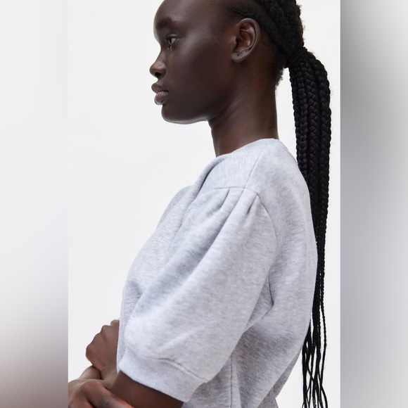 BDG Bliss Puff Sleeve Sweatshirt NWT Size S - Grey - Picture 4 of 8